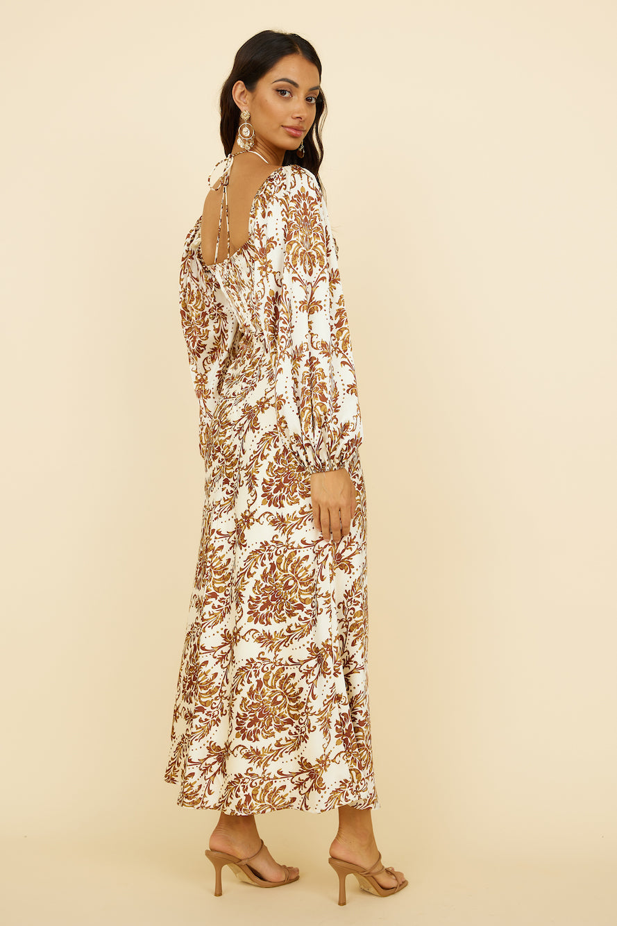 Sugar Cubes Maxi Dress Brown-Seaa Fashion