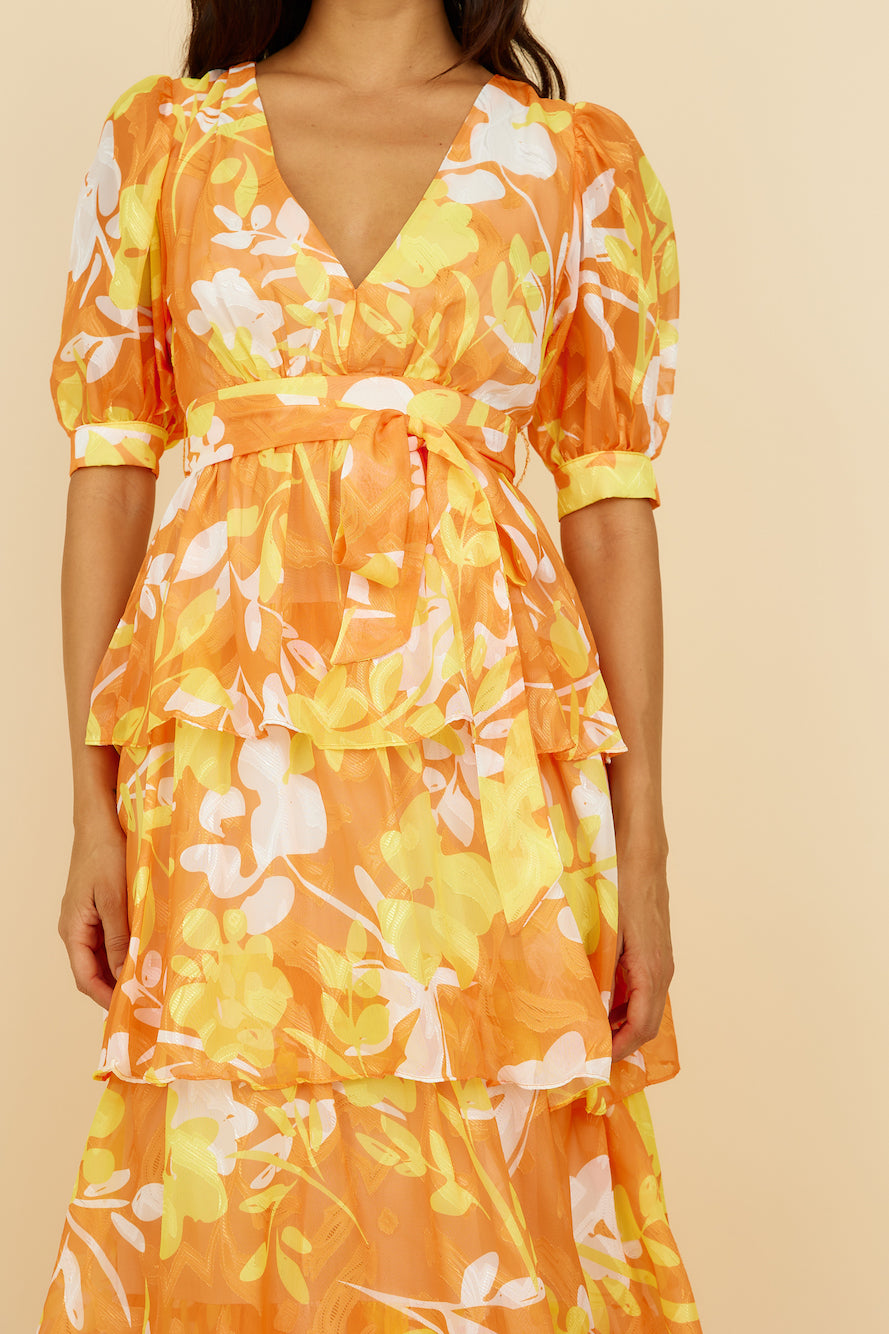 Inflorescence Maxi Dress Yellow-Seaa Fashion