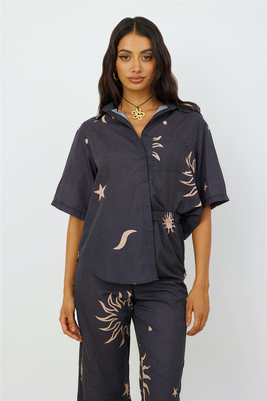 Constellations In The Sky Shirt Black-Seaa Fashion