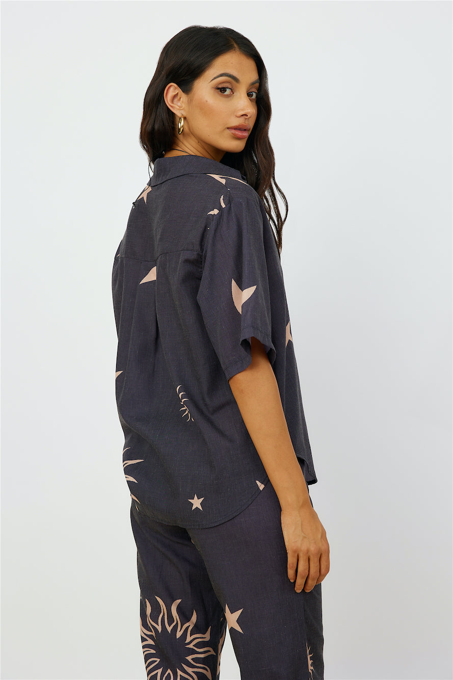 Constellations In The Sky Shirt Black-Seaa Fashion