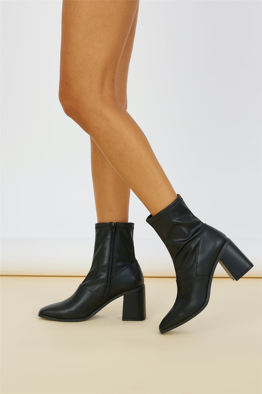 VERALI Lila Ankle Sock Boots Black Stretch -Seaa Fashion