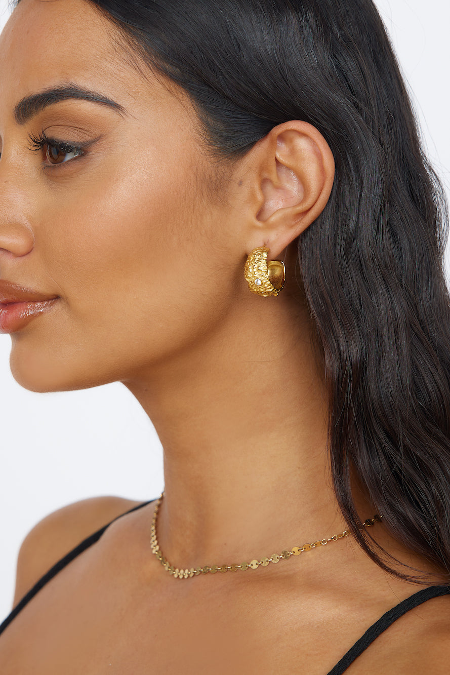 18k Gold Cliff Side Earrings Gold-Seaa Fashion
