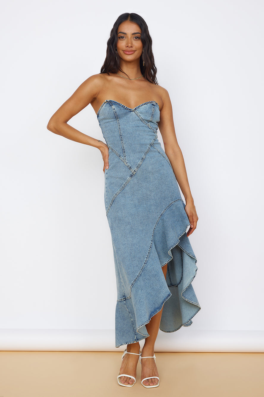 Sweet Surprises Midi Dress Denim-Seaa Fashion