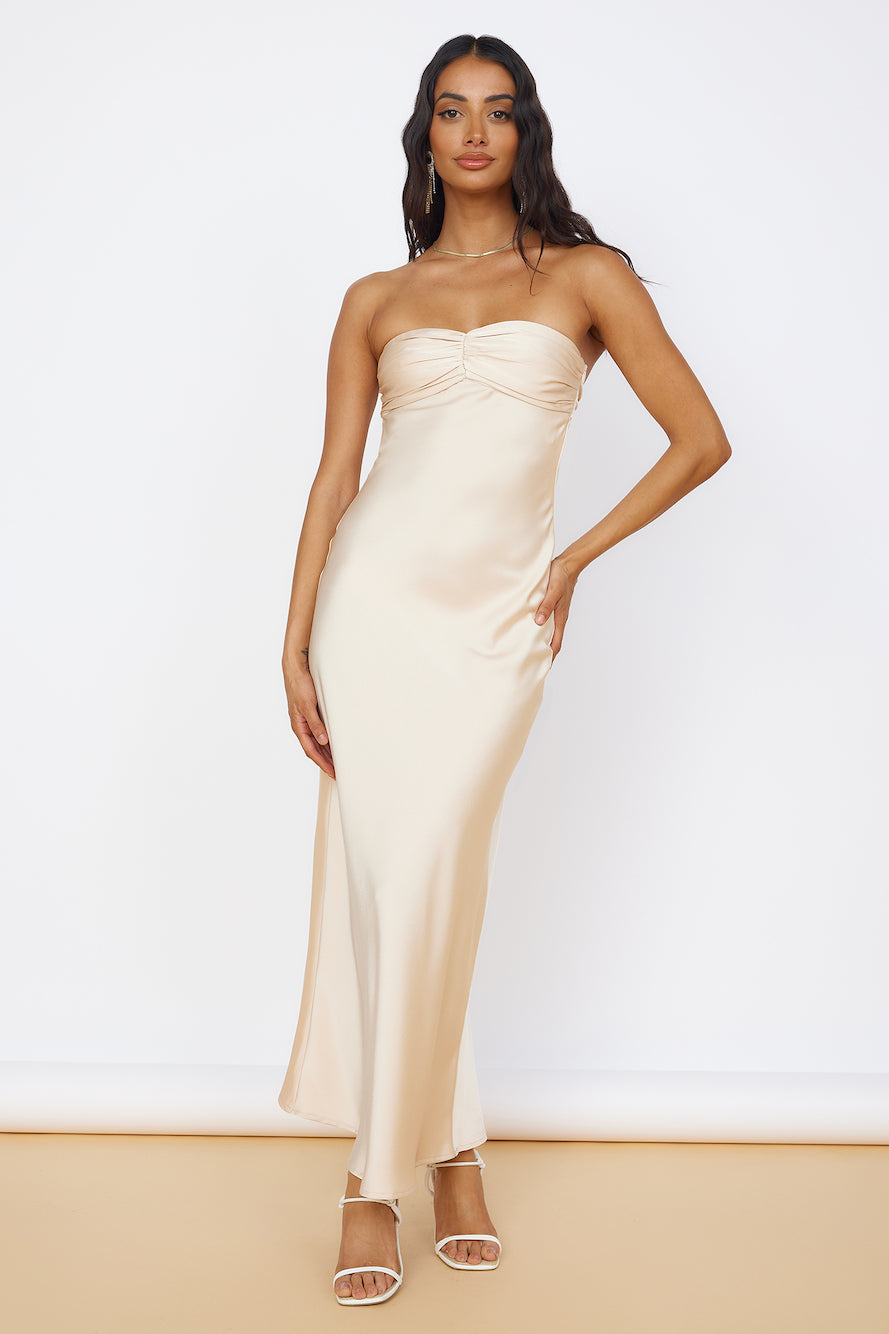 Start of Something New Satin Maxi Dress Beige-Seaa Fashion