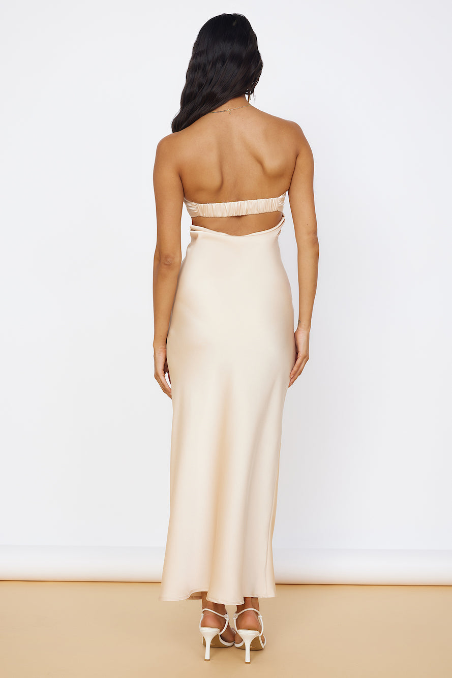 Start of Something New Satin Maxi Dress Beige-Seaa Fashion
