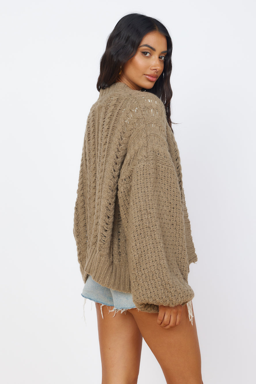 Shining Light Knit Cardigan Brown-Seaa Fashion
