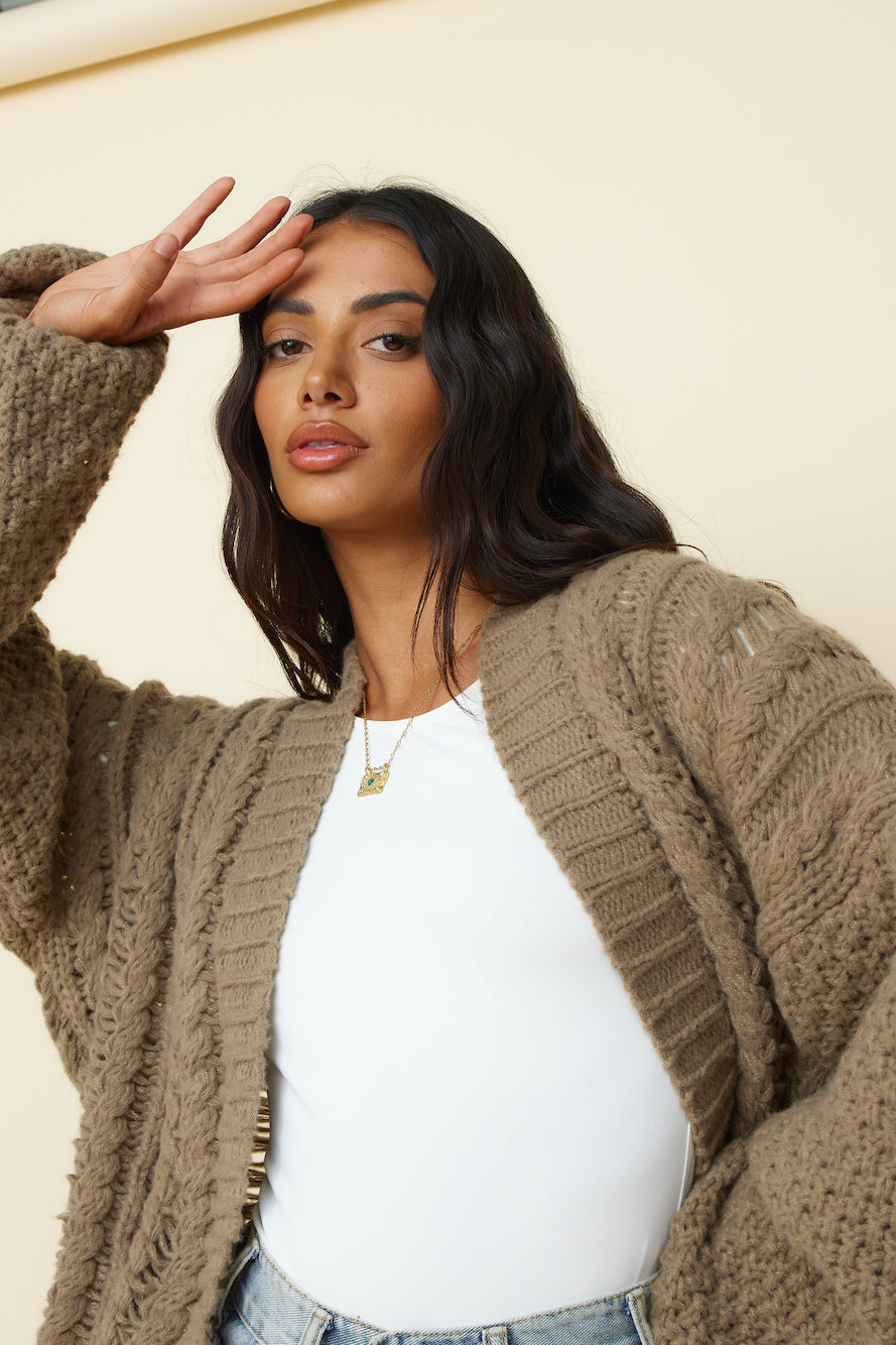 Shining Light Knit Cardigan Brown-Seaa Fashion