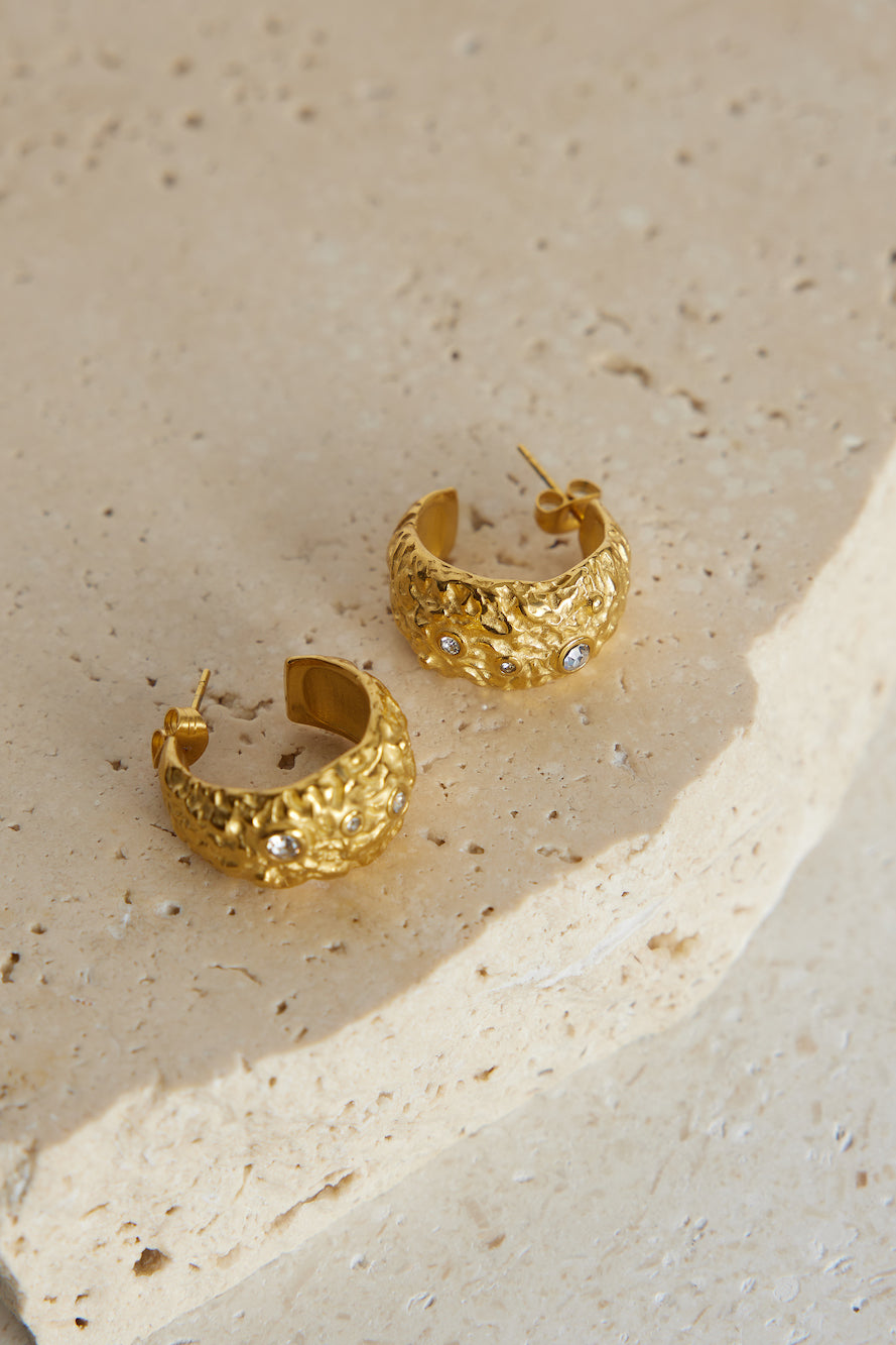 18k Gold Cliff Side Earrings Gold-Seaa Fashion
