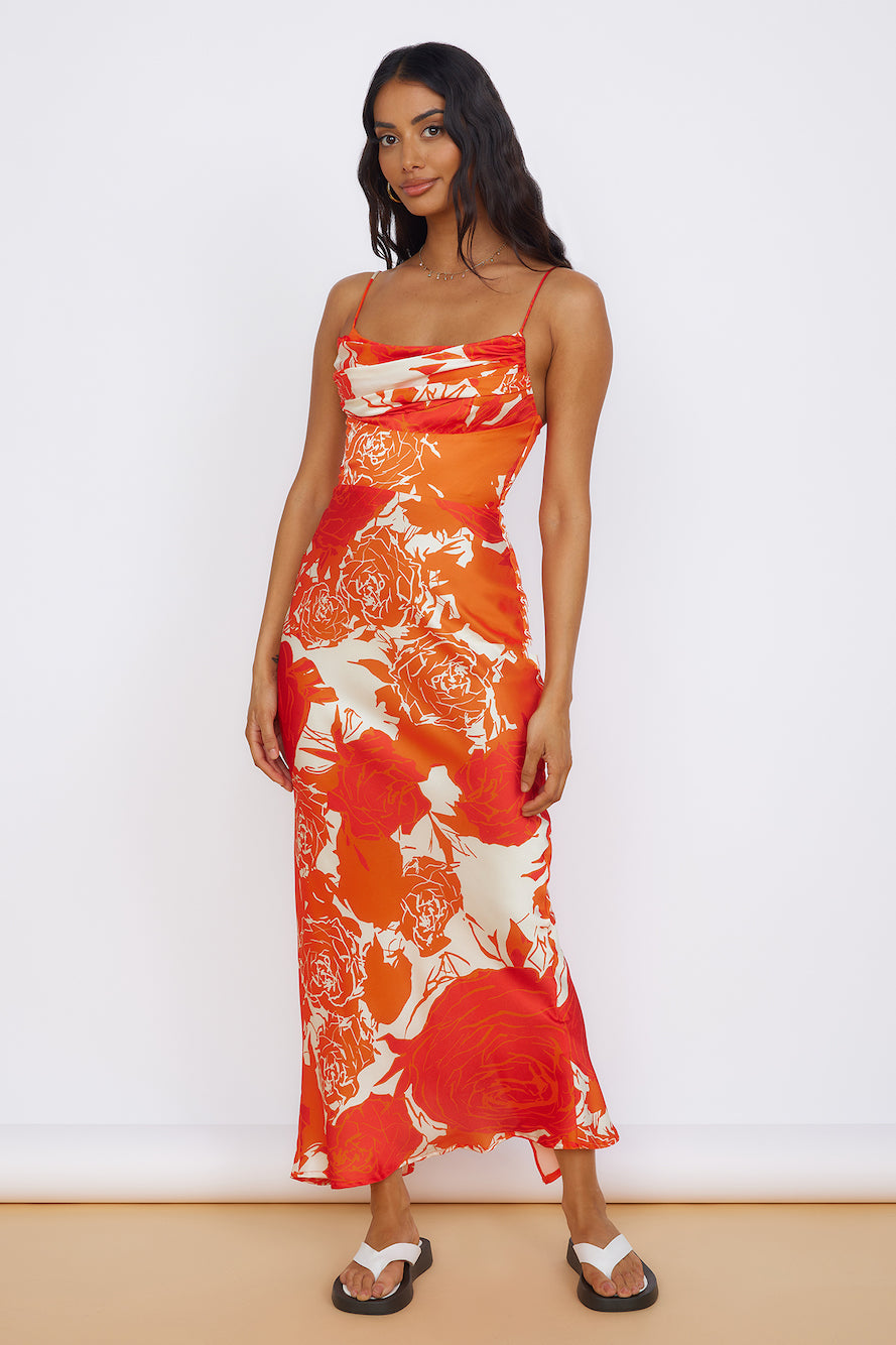 Fresh Blossom Maxi Dress Orange-Seaa Fashion