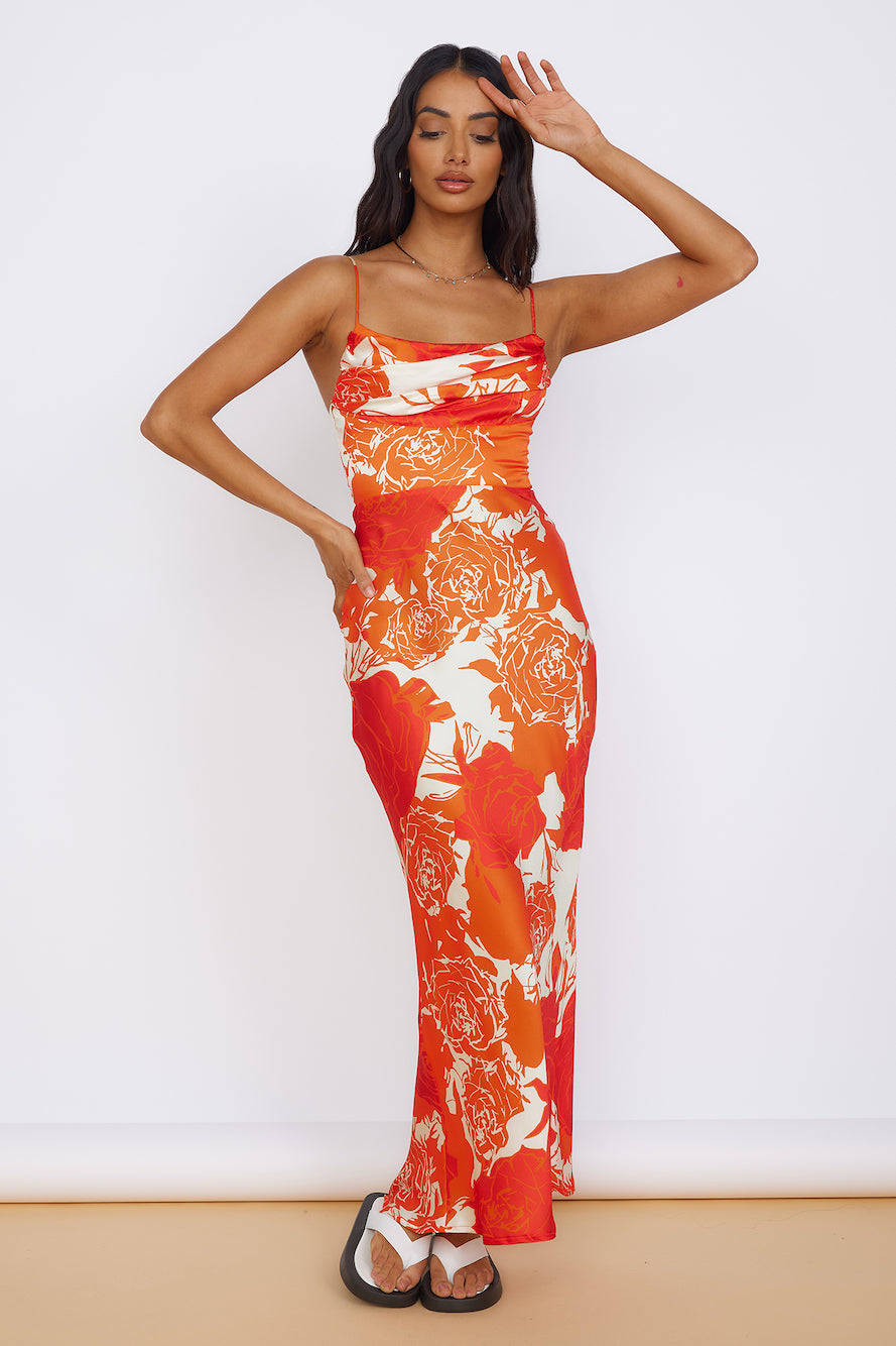 Fresh Blossom Maxi Dress Orange-Seaa Fashion