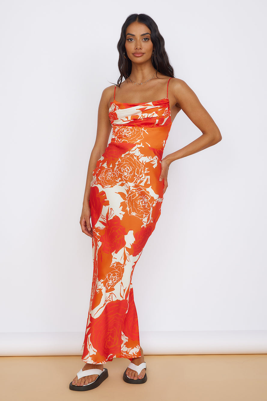 Fresh Blossom Maxi Dress Orange-Seaa Fashion