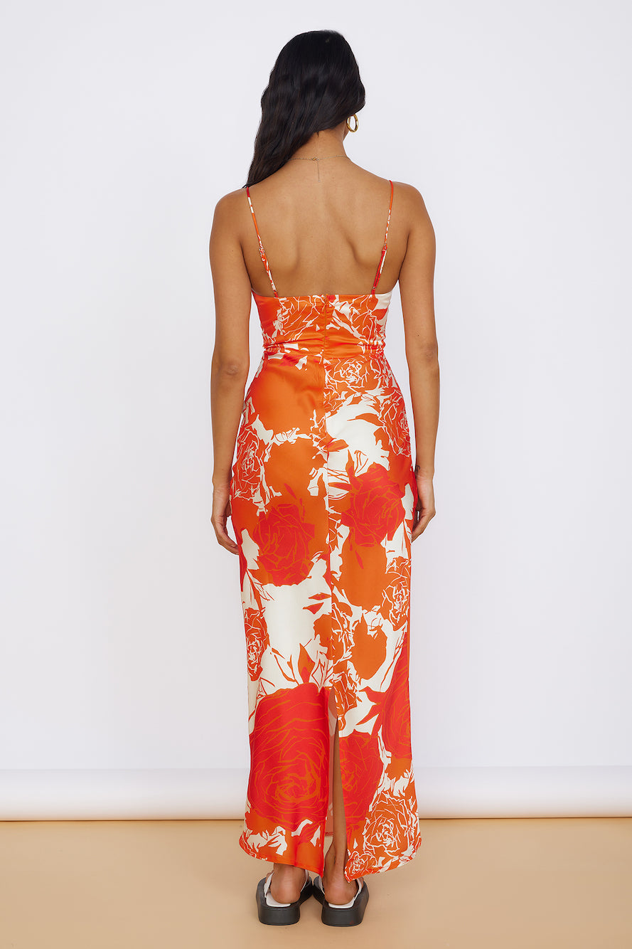 Fresh Blossom Maxi Dress Orange-Seaa Fashion