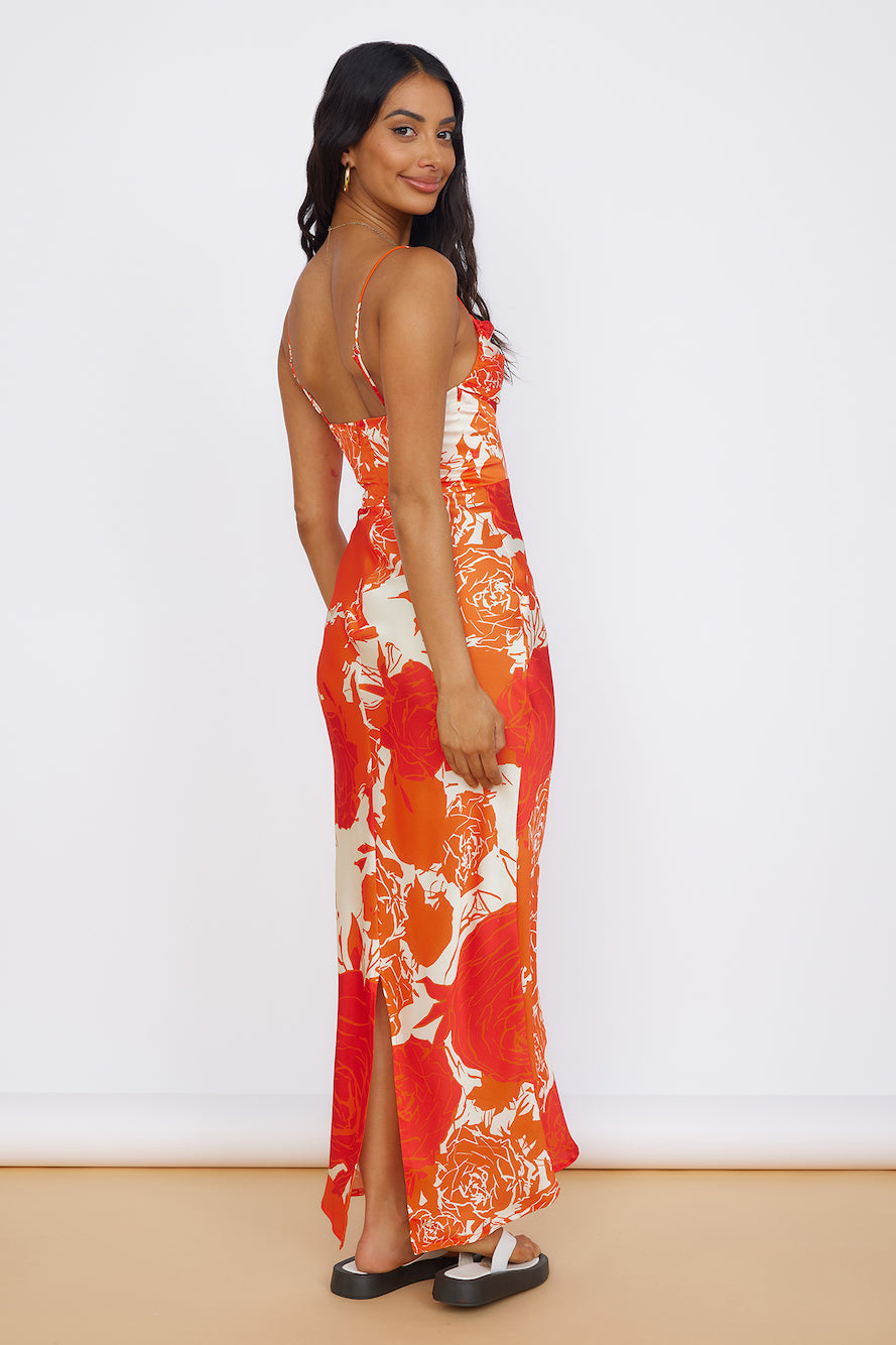 Fresh Blossom Maxi Dress Orange-Seaa Fashion