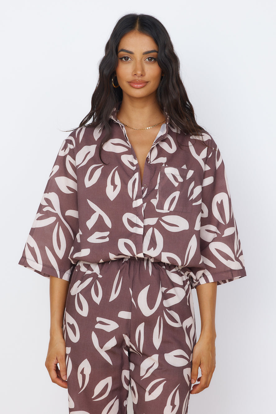 Midnight Enchantment Top Brown-Seaa Fashion