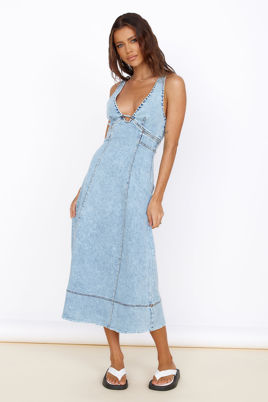 Wanting You Midi Dress Denim-Seaa Fashion