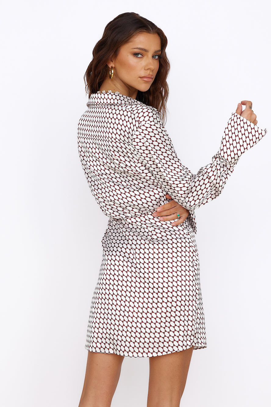 Mediterranean Glow Mini Dress Brown-Seaa Fashion