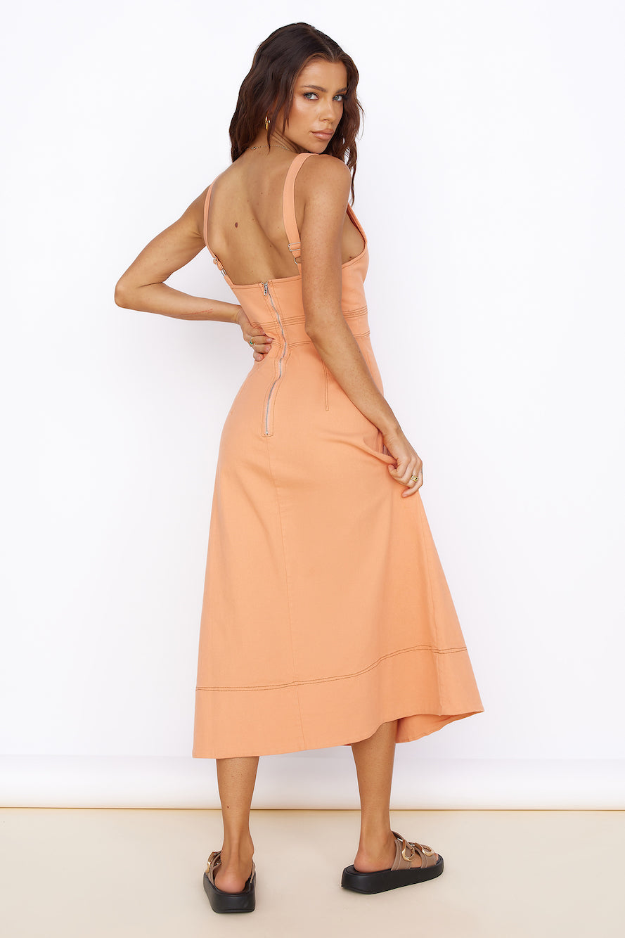 Summer Dreaming Midi Dress Orange-Seaa Fashion