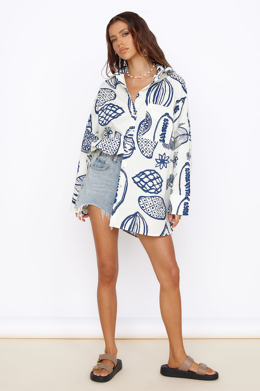 Summer Glow Shirt Dress Blue-Seaa Fashion