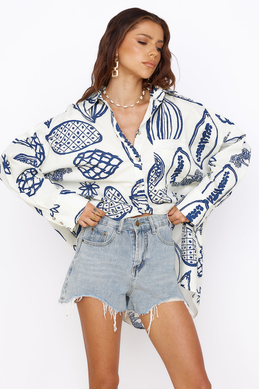 Summer Glow Shirt Dress Blue-Seaa Fashion