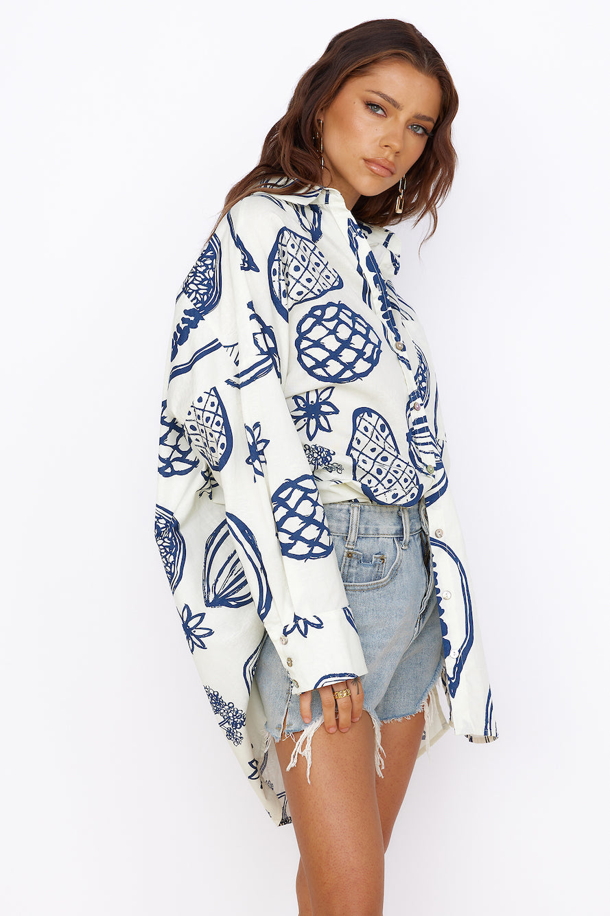 Summer Glow Shirt Dress Blue-Seaa Fashion