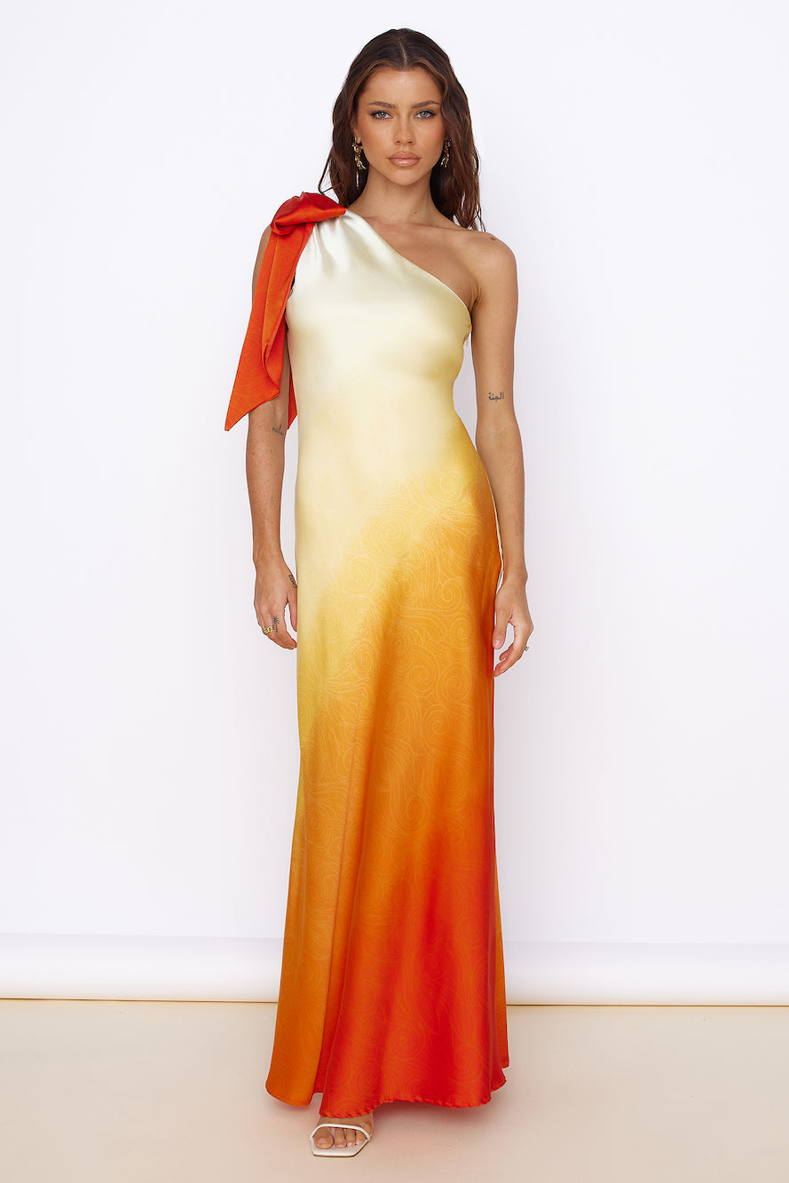 Forever Sunshine Satin Maxi Dress Orange-Seaa Fashion