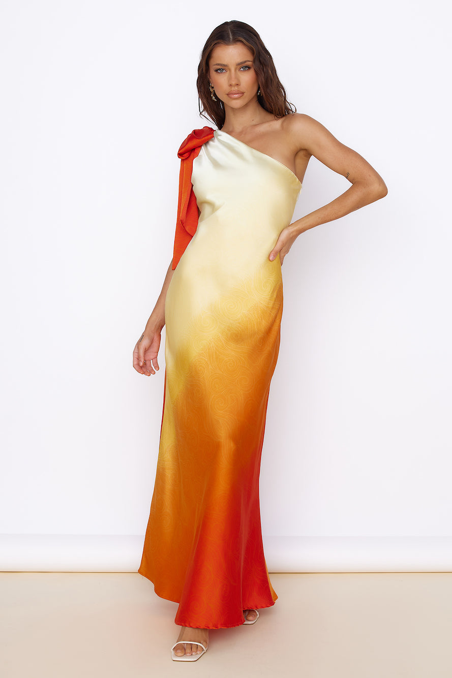 Forever Sunshine Satin Maxi Dress Orange-Seaa Fashion