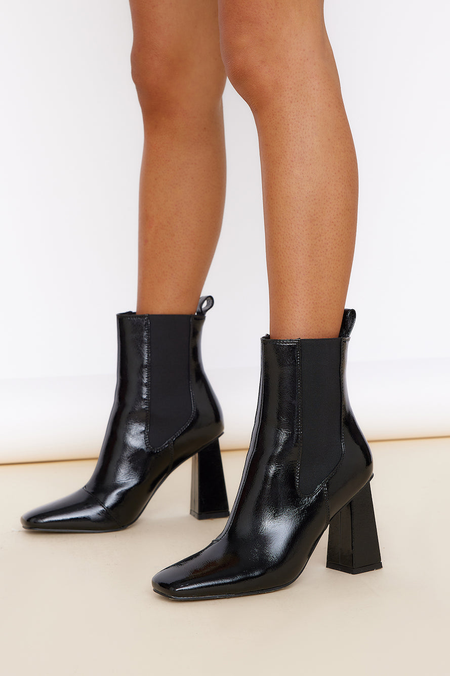 BILLINI Karina Boot Black Crinkle Patent-Seaa Fashion