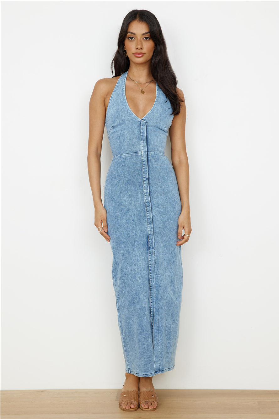 Till Dawn Maxi Dress Denim-Seaa Fashion