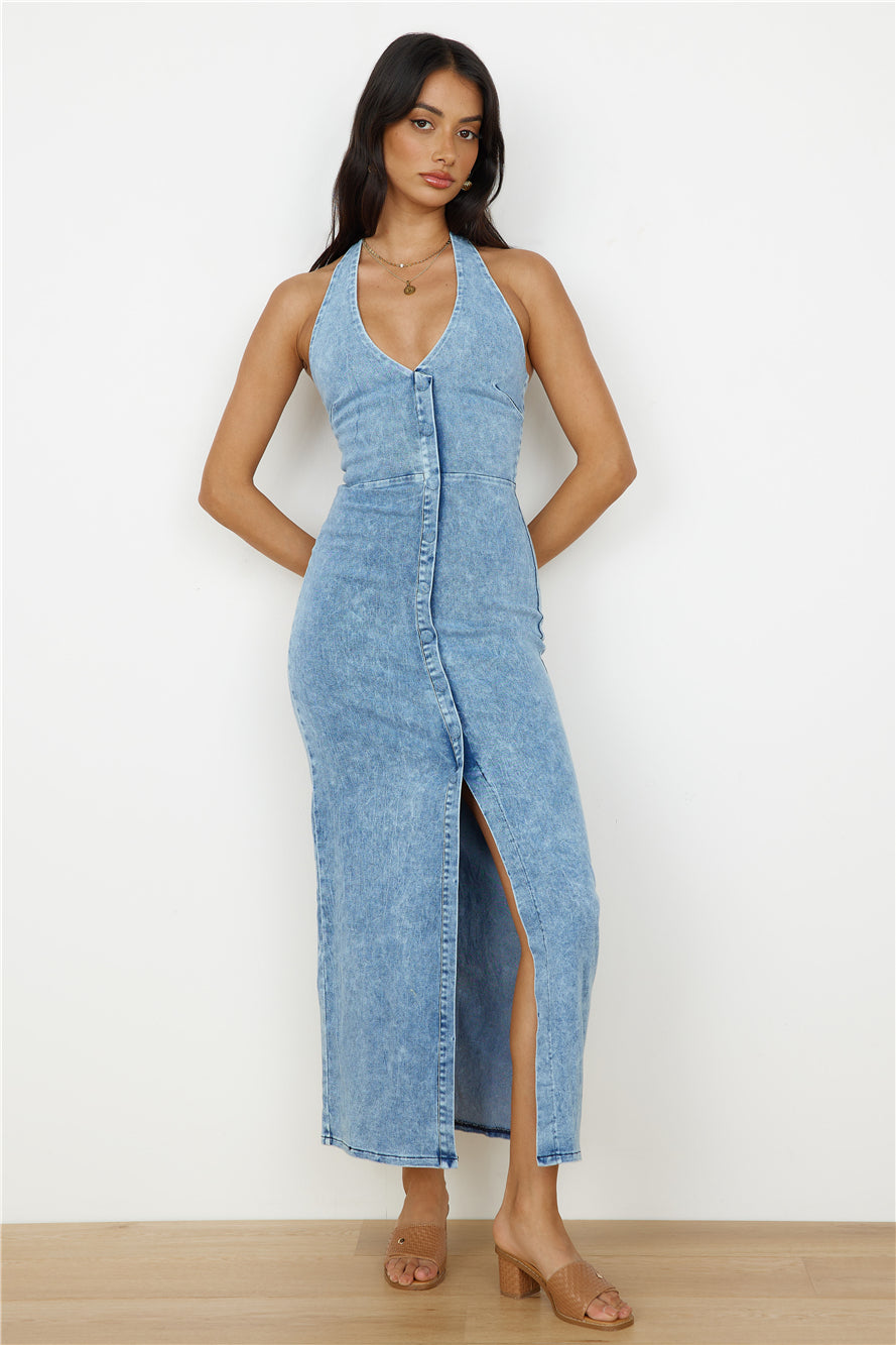 Till Dawn Maxi Dress Denim-Seaa Fashion