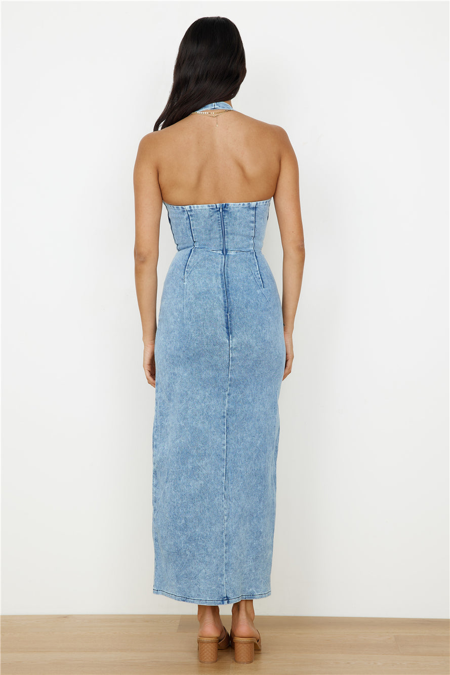 Till Dawn Maxi Dress Denim-Seaa Fashion