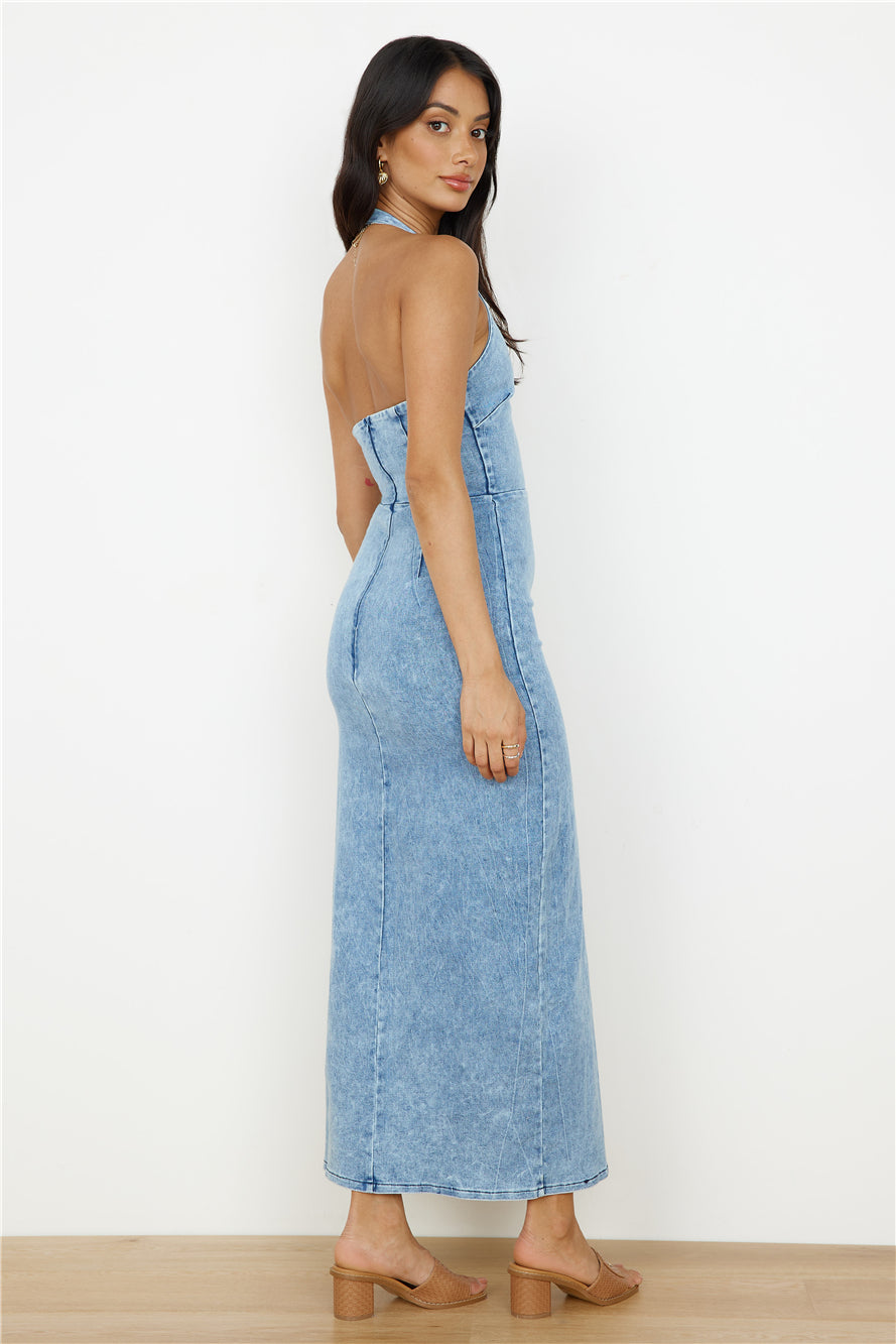 Till Dawn Maxi Dress Denim-Seaa Fashion