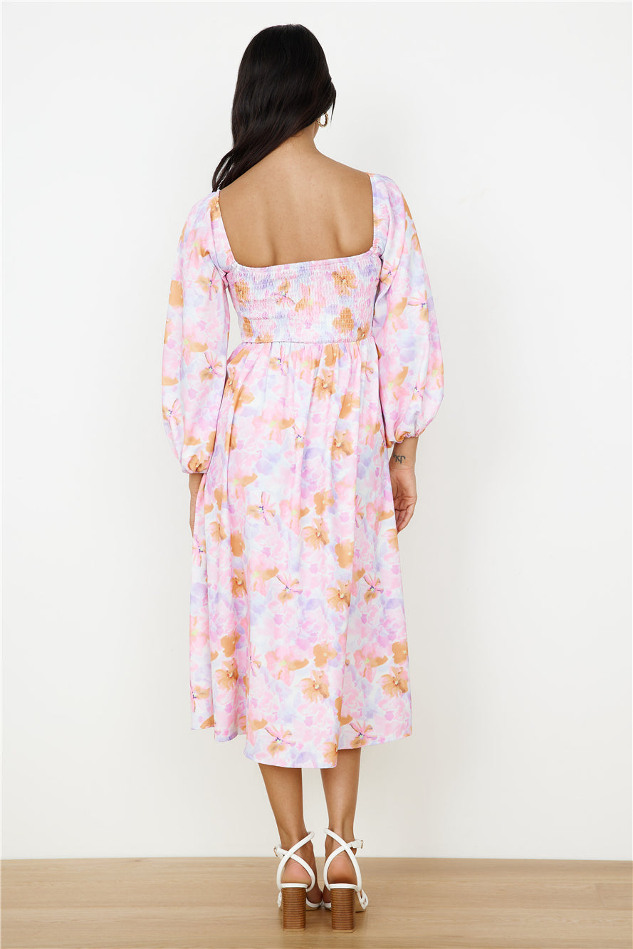 Sunset Blooms Midi Dress Lilac-Seaa Fashion
