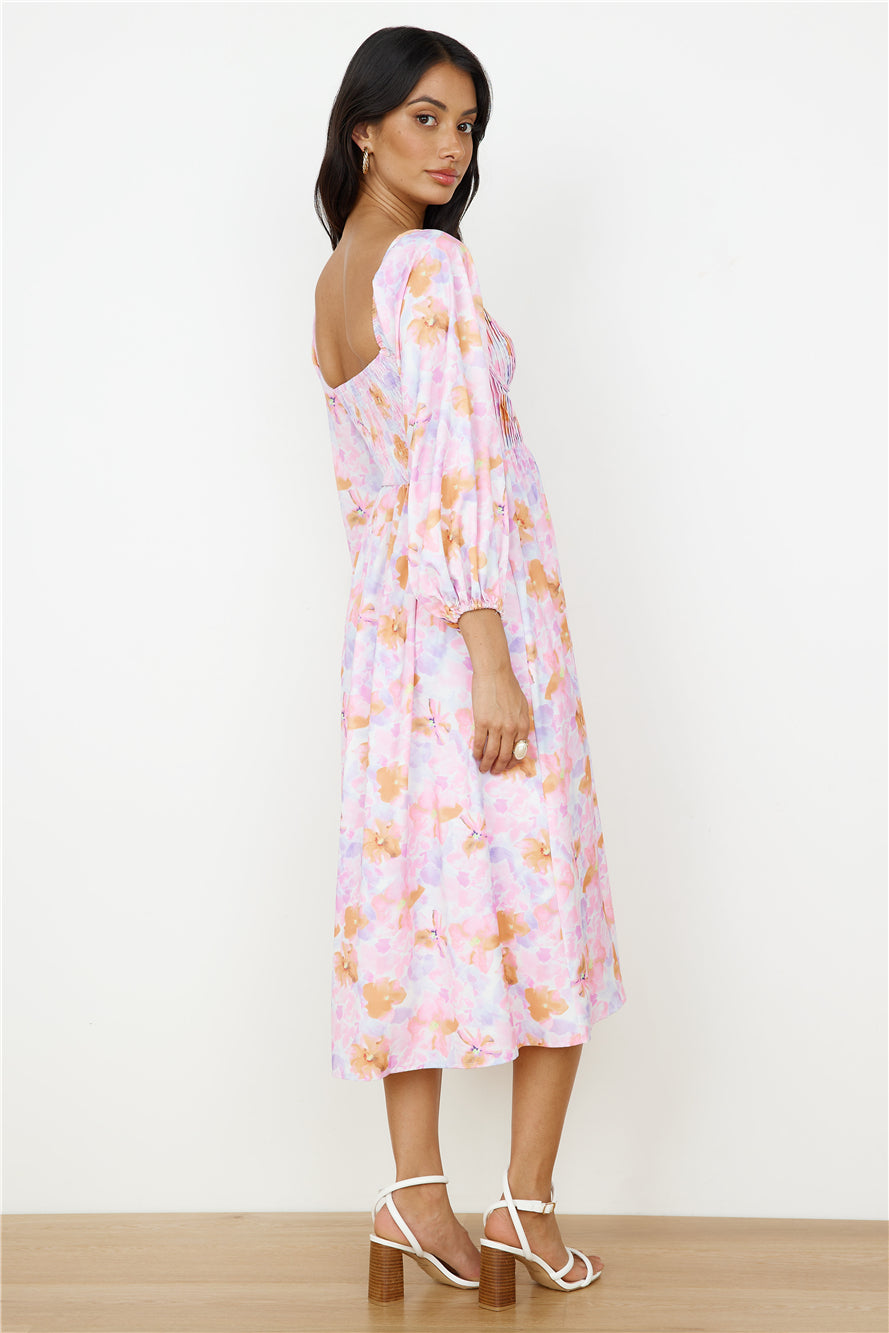 Sunset Blooms Midi Dress Lilac-Seaa Fashion
