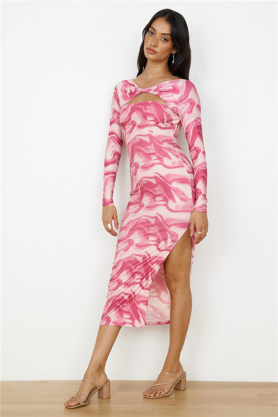 Moment To Yourself Midi Dress Pink-Seaa Fashion