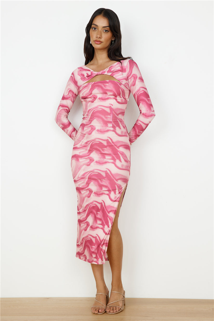 Moment To Yourself Midi Dress Pink-Seaa Fashion