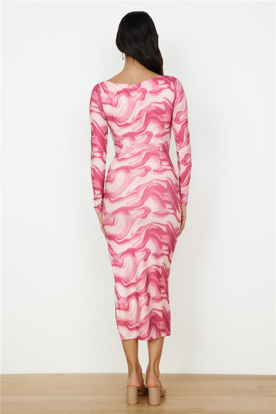 Moment To Yourself Midi Dress Pink-Seaa Fashion