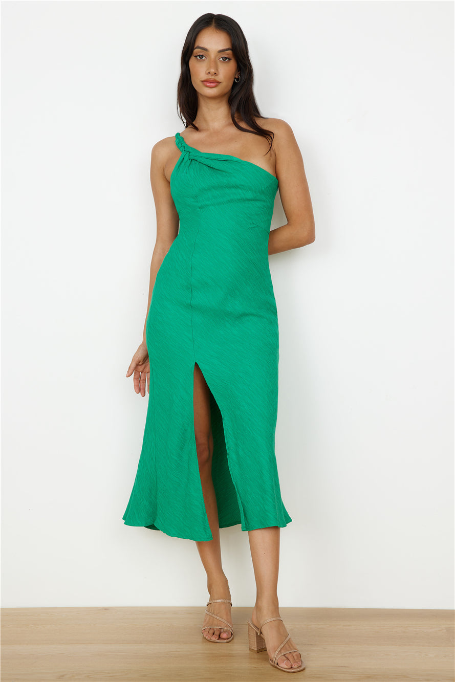 Wrinkle In Time One Shoulder Maxi Dress Green-Seaa Fashion