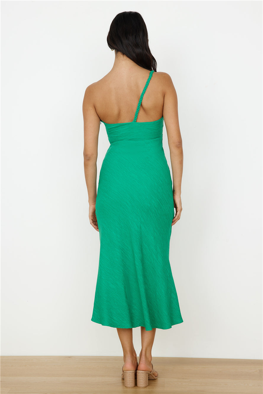 Wrinkle In Time One Shoulder Maxi Dress Green-Seaa Fashion