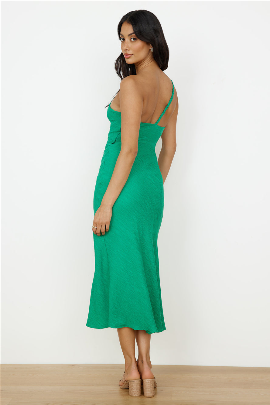 Wrinkle In Time One Shoulder Maxi Dress Green-Seaa Fashion