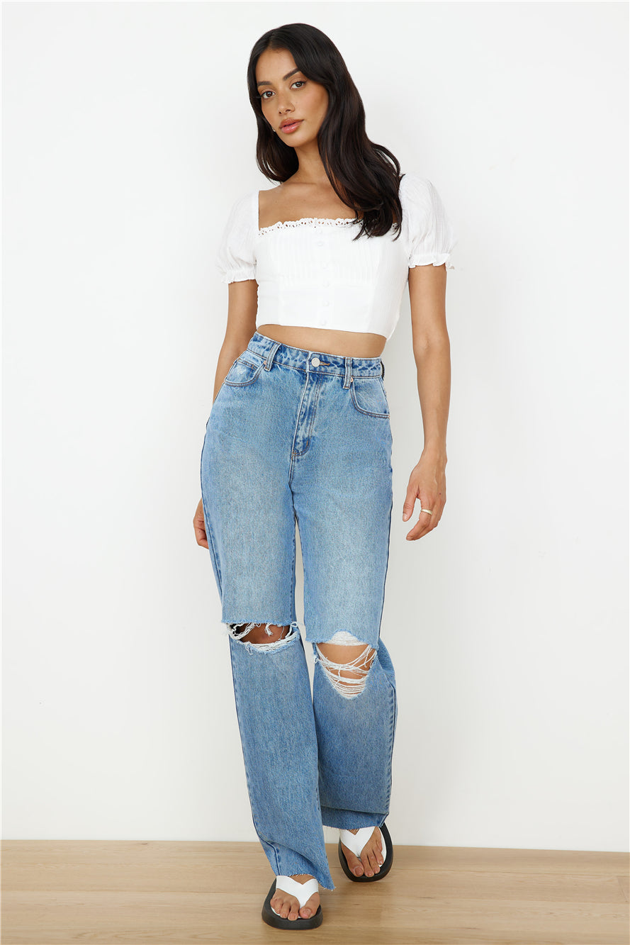 ABRAND A Carrie Jean Mid Vintage Blue-Seaa Fashion