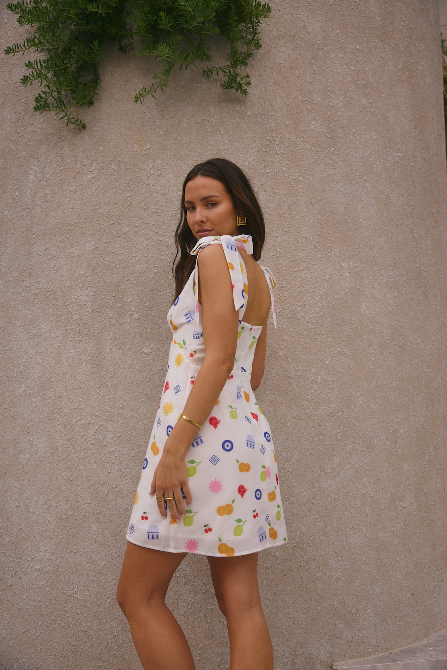 Seaa Fashion On Vacay Mini Dress Santorini Print-Seaa Fashion