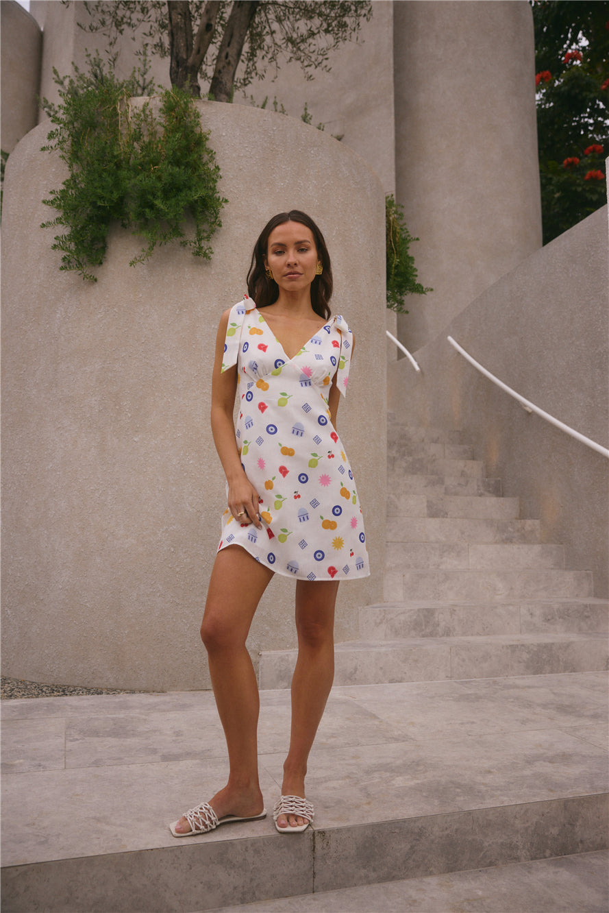 Seaa Fashion On Vacay Mini Dress Santorini Print-Seaa Fashion