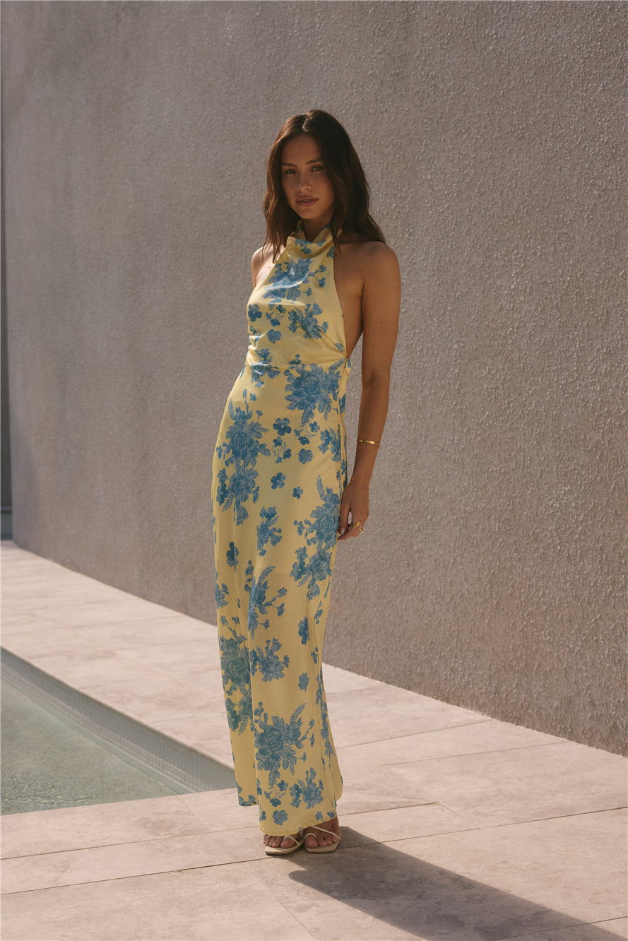 Sunset Skies Halter Maxi Dress Yellow-Seaa Fashion