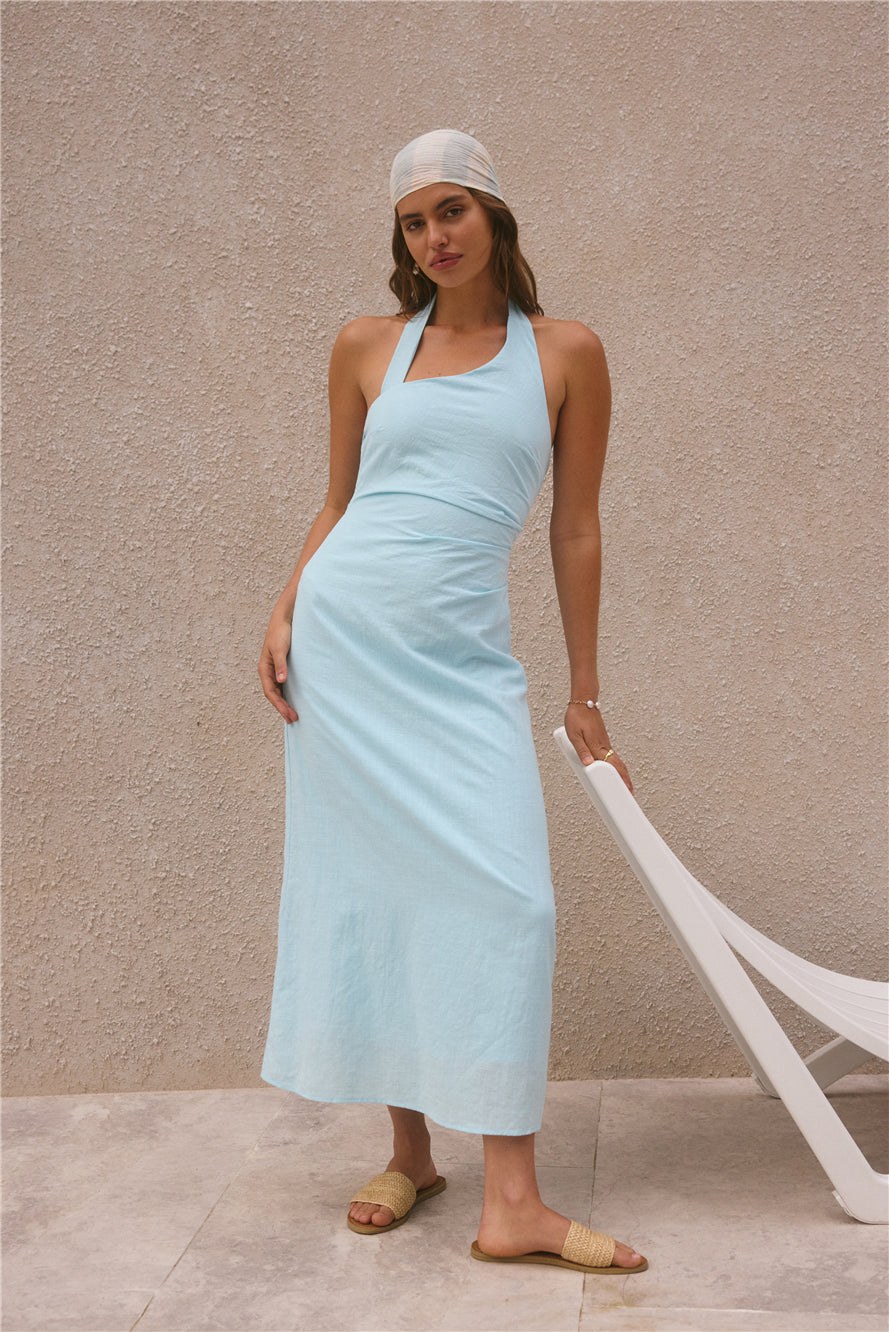 Free Spirited Halter Maxi Dress Blue-Seaa Fashion
