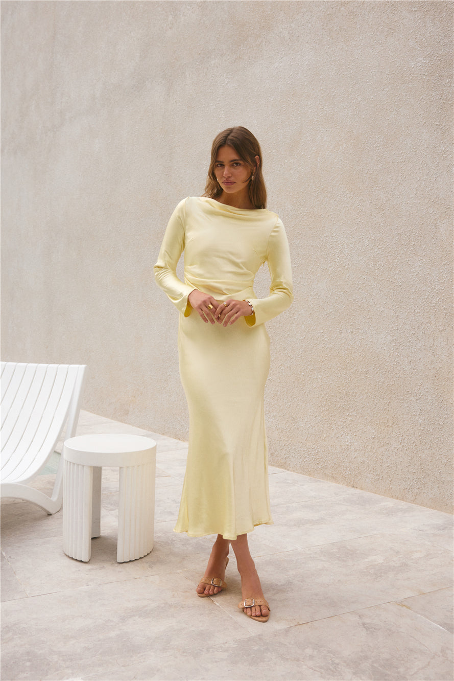 Forget Me Not Satin Maxi Dress Butter-Seaa Fashion