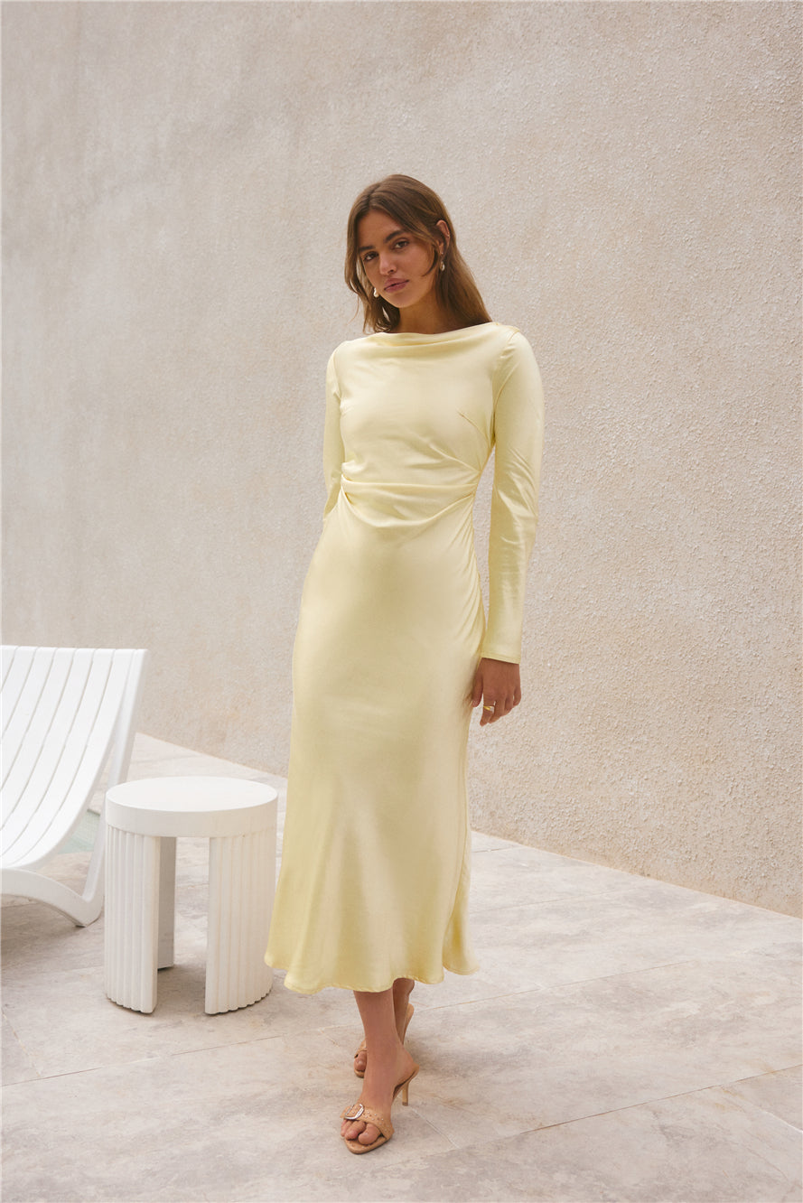 Forget Me Not Satin Maxi Dress Butter-Seaa Fashion