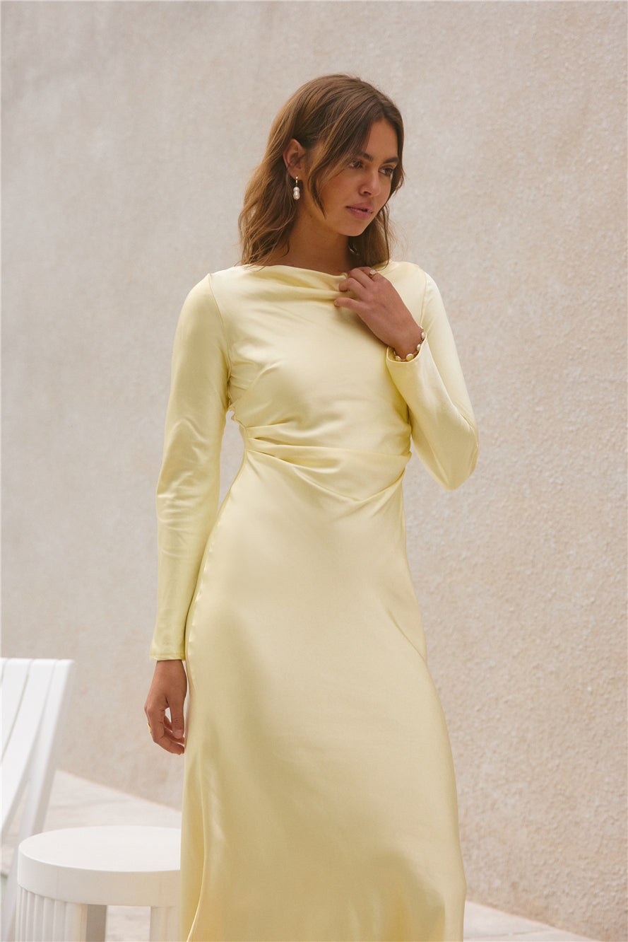 Forget Me Not Satin Maxi Dress Butter-Seaa Fashion