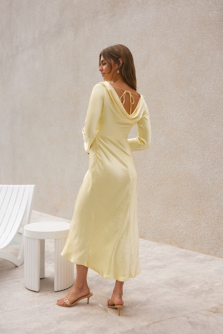 Forget Me Not Satin Maxi Dress Butter-Seaa Fashion