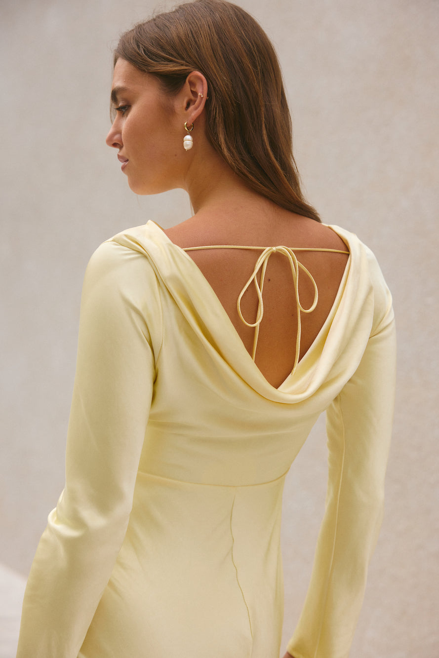 Forget Me Not Satin Maxi Dress Butter-Seaa Fashion