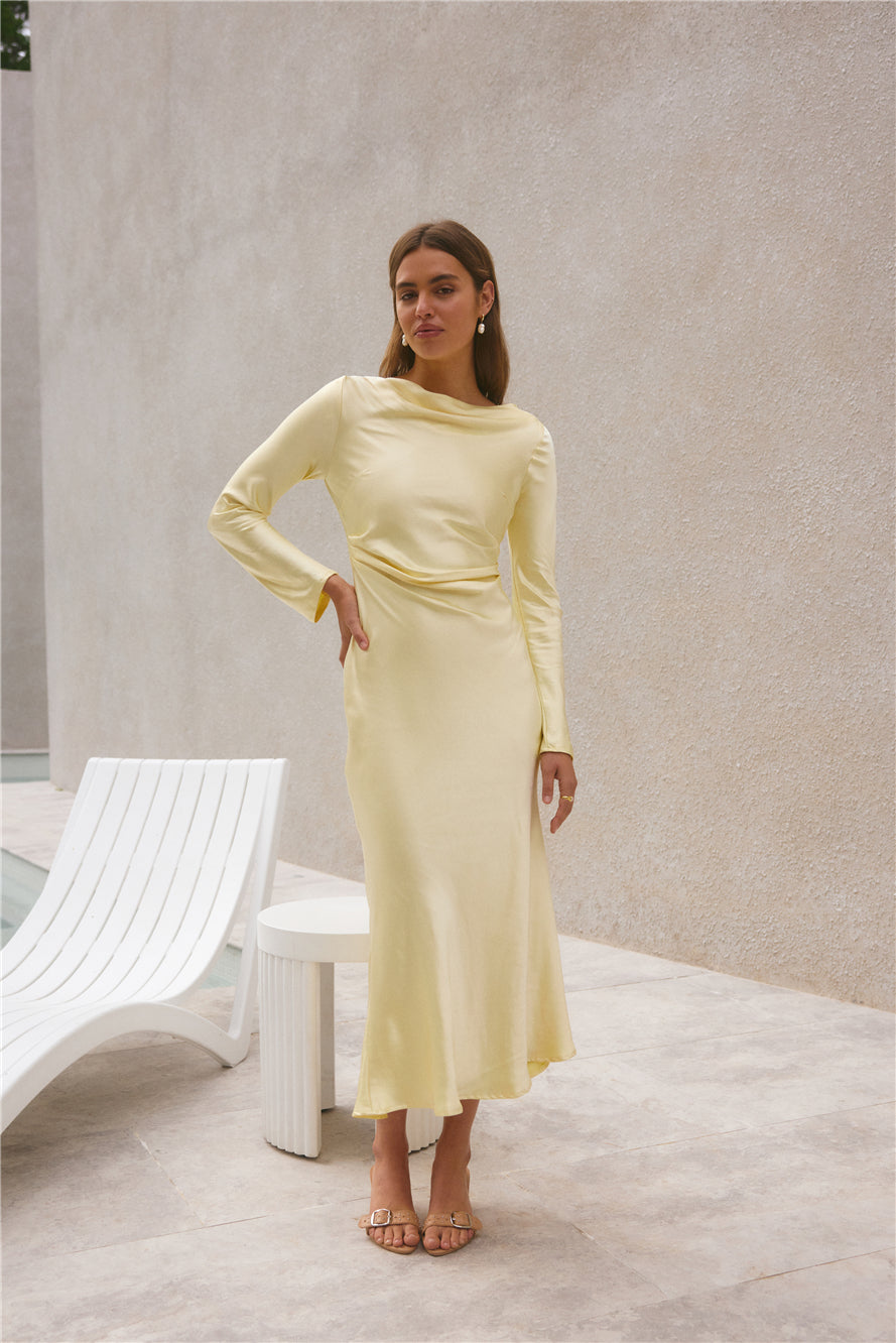 Forget Me Not Satin Maxi Dress Butter-Seaa Fashion